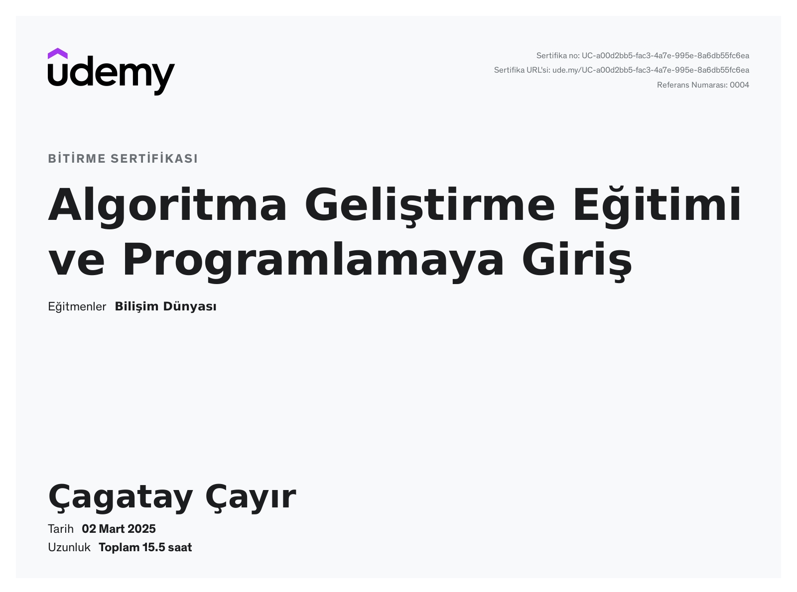Algoritma Sertifikası